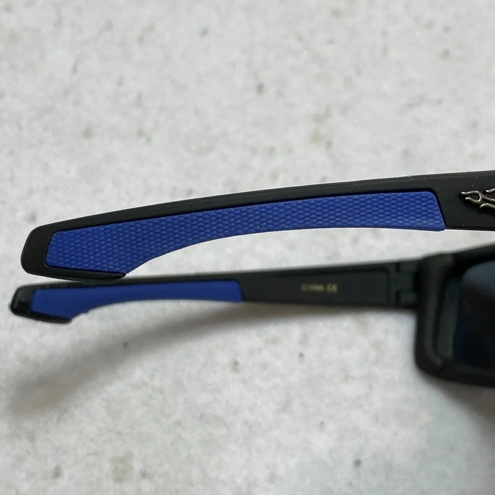 Choppers 8CP943 Biker Sunglasses Black Blue Padded Wrap Moto Goggles